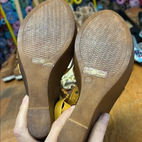 Yellow Floral Sandals with Ankle Strap - Picture 4 of 5